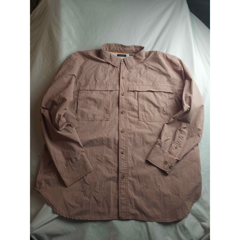 Ridgecut Toughwear Mens 2XL Orange Gingham Plaid‎ Ventilated Work Shirt L/S